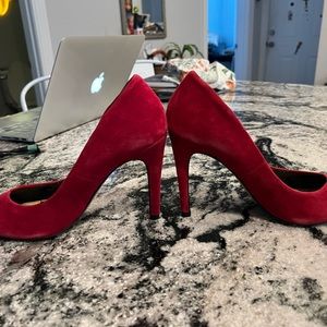 Red suede heels